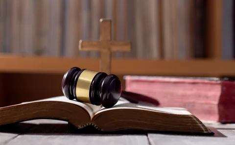 Church scene with gavel