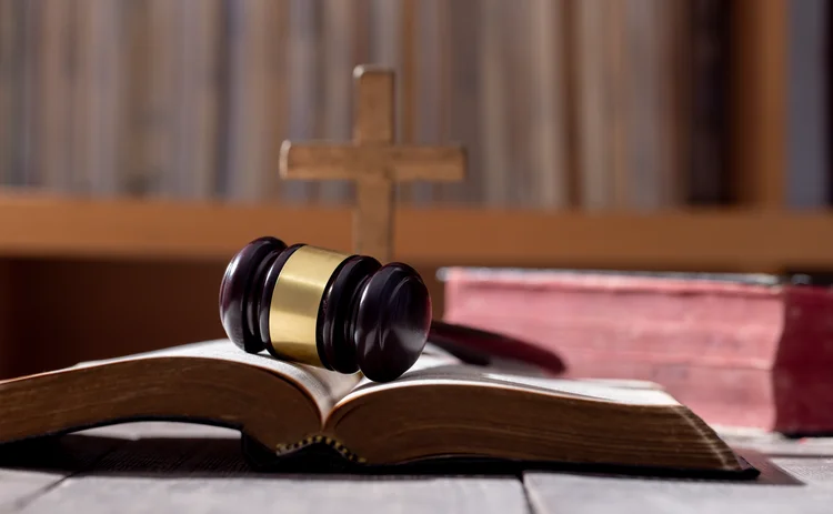 Church scene with gavel