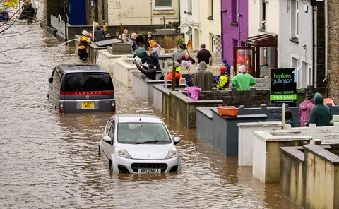 Aftermath of Storm Bert in Pontypridd, Wales, November 2024