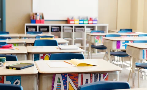Classroom without children at the end of school named often school's out.
