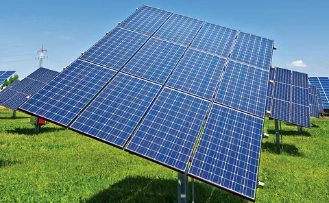 Solar panels in field - solar farm